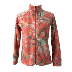 Columbia Girl’s Fleece Jacket Pink Floral Print Long Sleeve Full Zip Size Large